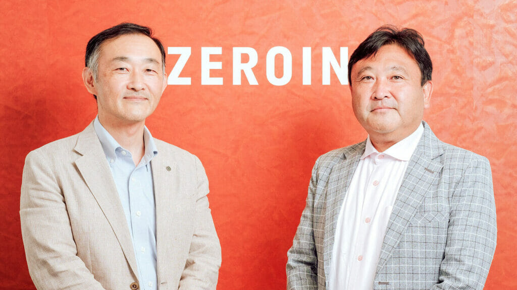 株式会社月刊総務の代表取締役社長 豊田 健一さん（左）と株式会社ゼロインの代表取締役　大條充能（右）
